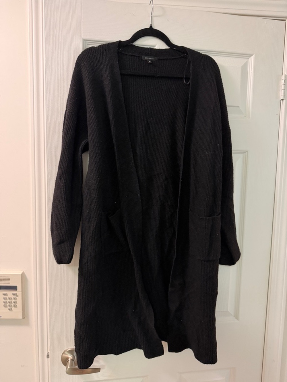 Dynamite Black Open-Front Long Cardigan